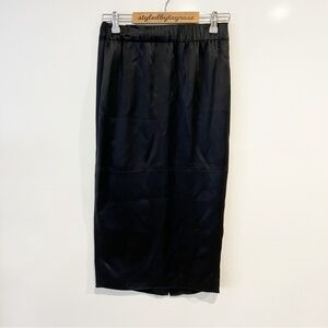 Gaucherie Silk Black Midi Skirt